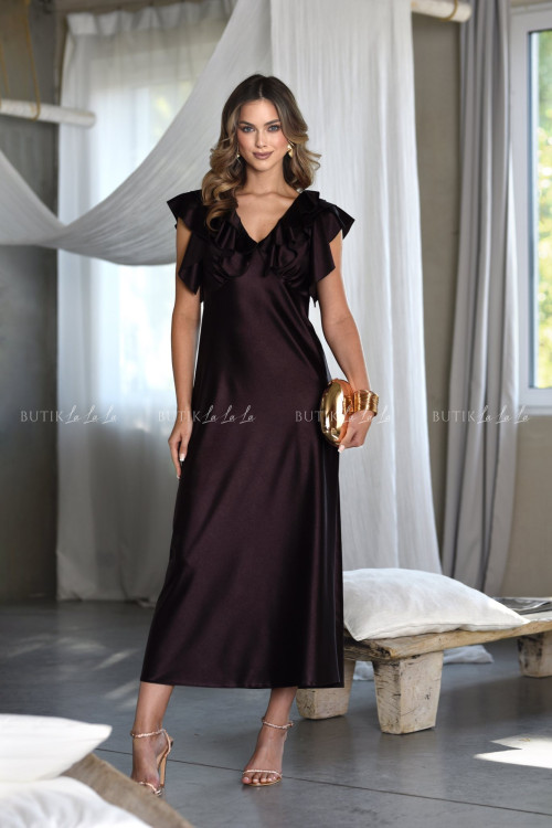 Sukienka Maxi satynowa brązowa Esme