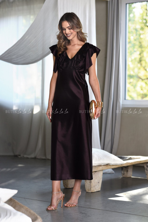 Sukienka Maxi satynowa brązowa Esme 1