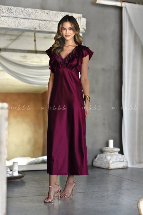 Sukienka Maxi satynowa bordowa Esme