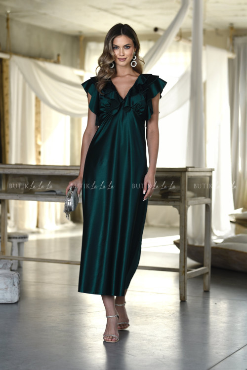 Sukienka Maxi satynowa szmaragdowa Esme 1