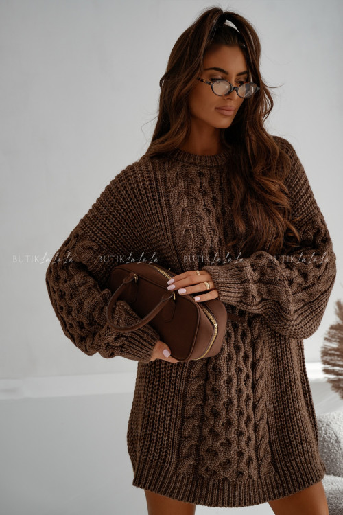 Sukienka sweterkowa brązowa Alice
