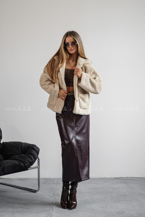 Kurtka typu futro kremowa Lambi 1