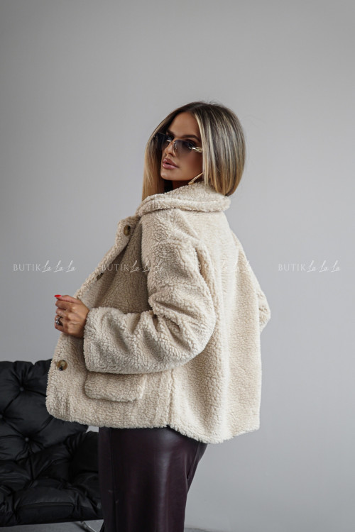 Kurtka typu futro kremowa Lambi 4