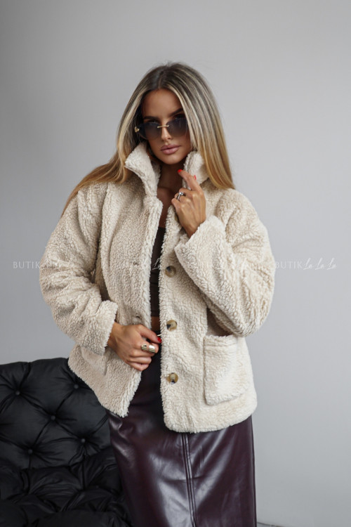 Kurtka typu futro kremowa Lambi 6