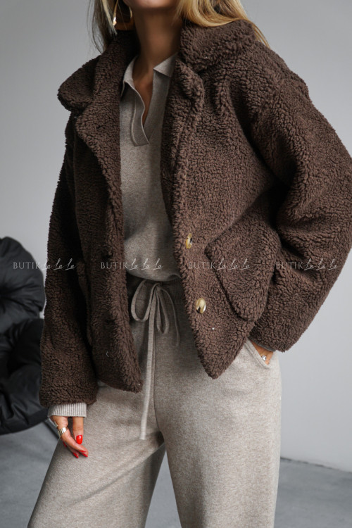 Kurtka typu futro brązowa Lambi