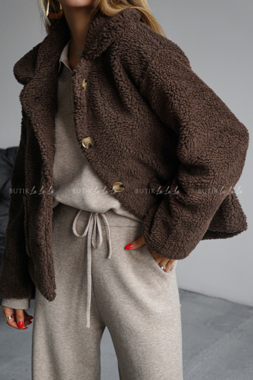 Kurtka typu futro brązowa Lambi 2