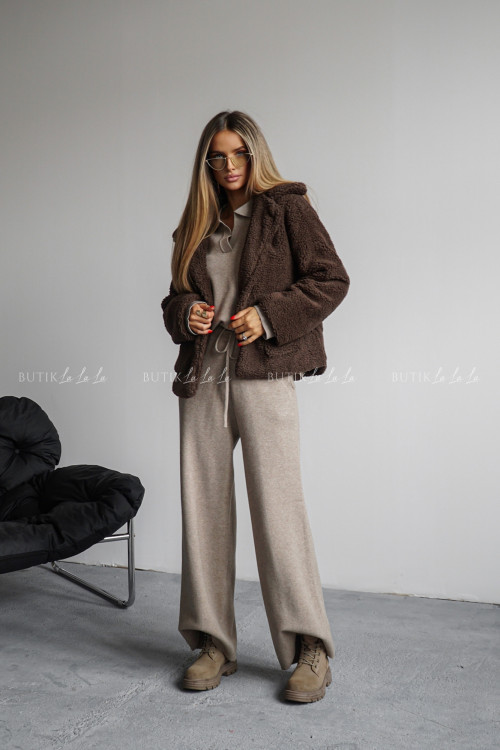 Kurtka typu futro brązowa Lambi 3