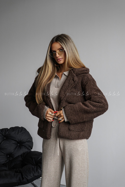 Kurtka typu futro brązowa Lambi 4