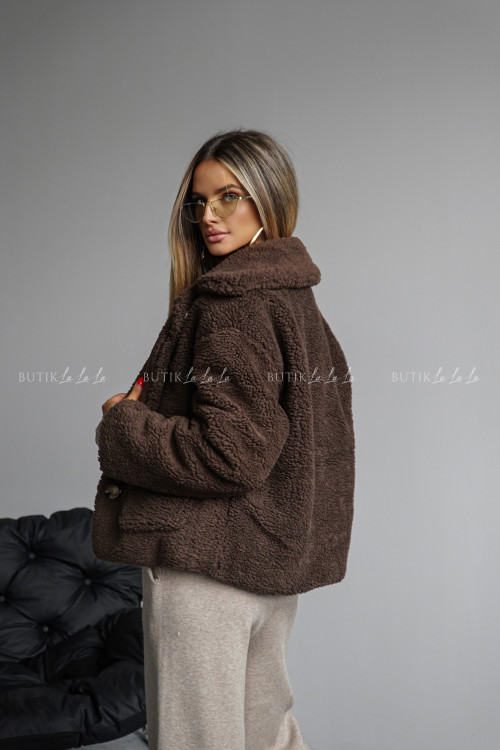 Kurtka typu futro brązowa Lambi 5