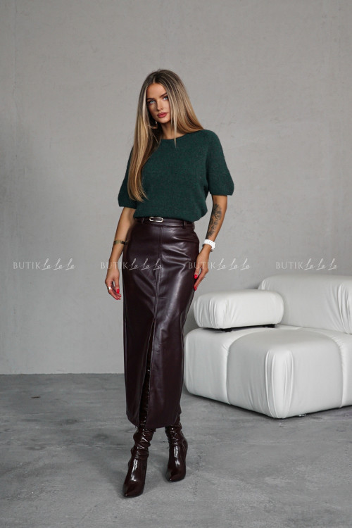 Sweter na krótki rękaw ciemno zielony Alpaca 6