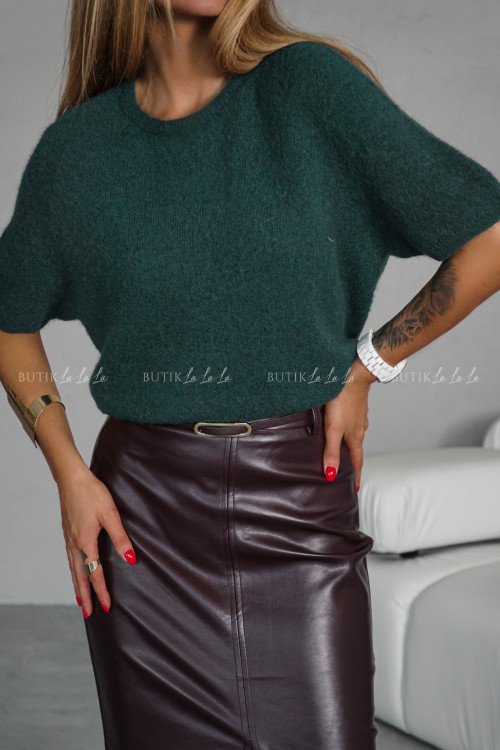 Sweter na krótki rękaw ciemno zielony Alpaca 8