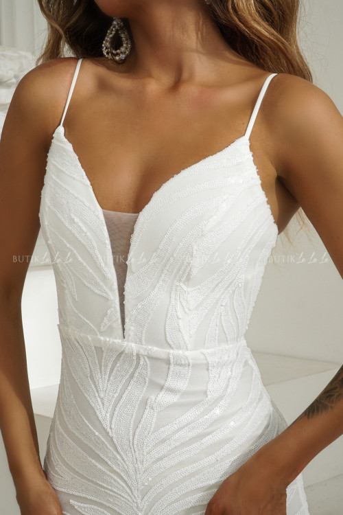 Sukienka maxi cekinowa biała Prima 2