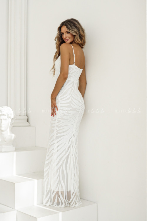 Sukienka maxi cekinowa biała Prima 7