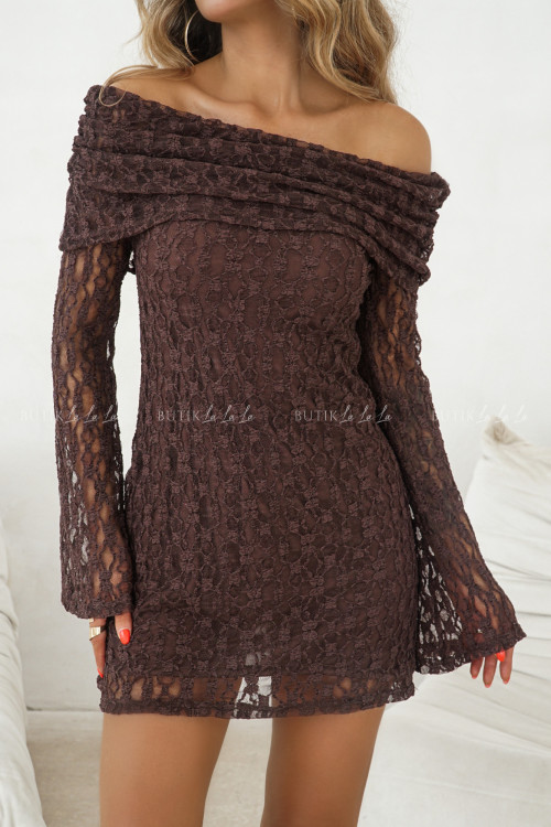 Sukienka koronkowa brązowa Majla 1