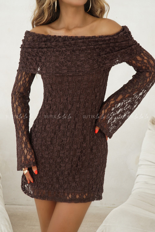 Sukienka koronkowa brązowa Majla 2
