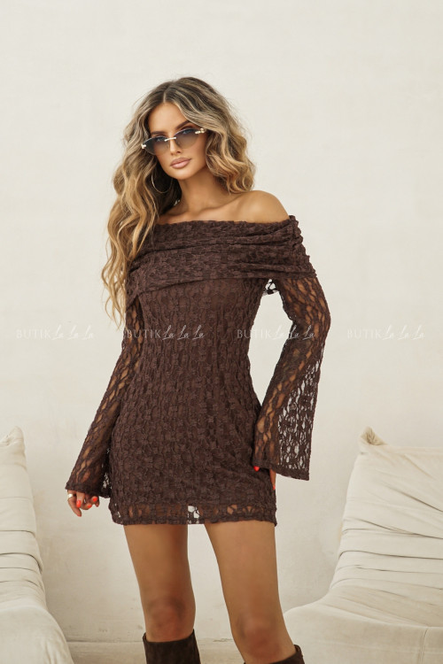 Sukienka koronkowa brązowa Majla 5