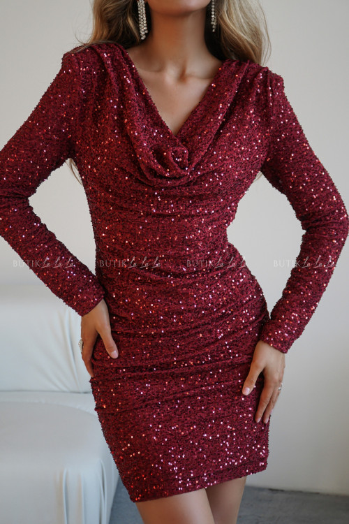 Sukienka cekinowa bordowa Nicolle