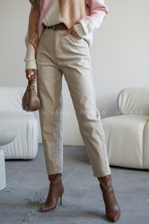 Spodnie beżowe typu mom fit Finestro 1