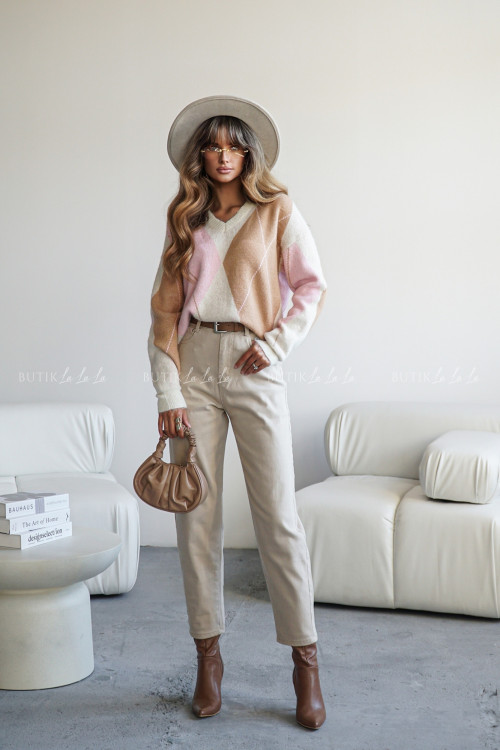 Spodnie beżowe typu mom fit Finestro 3