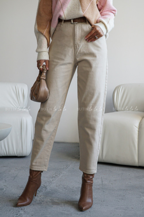 Spodnie beżowe typu mom fit Finestro 5