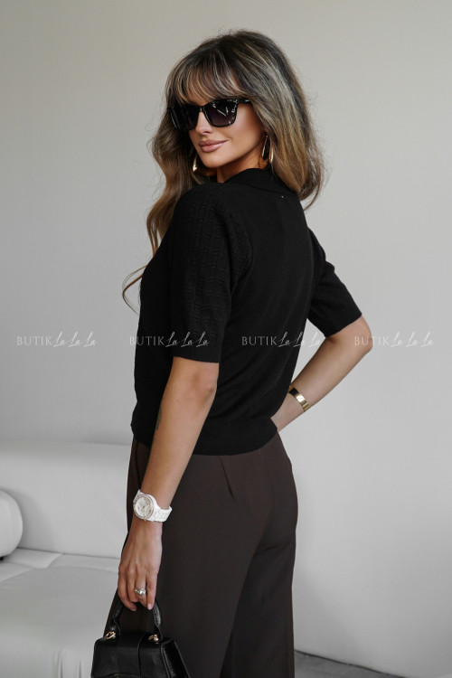 Bluzka dzianinowa typu polo czarna Tina 1