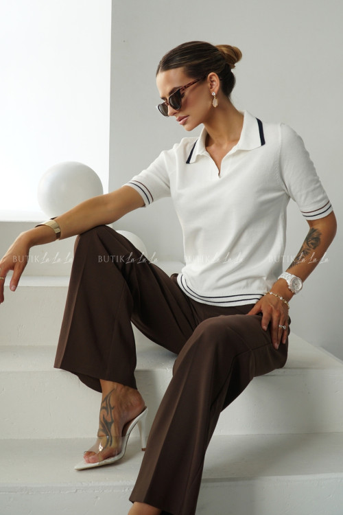 Bluzka dzianinowa typu polo biała Dinom 6