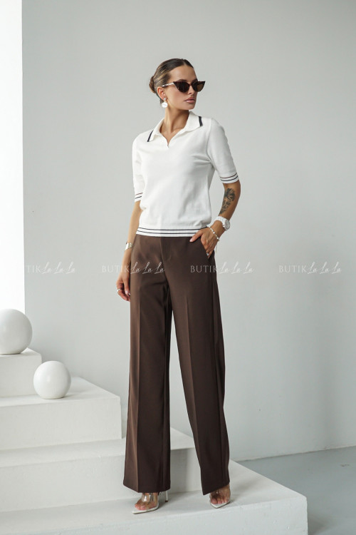 Bluzka dzianinowa typu polo biała Dinom 7