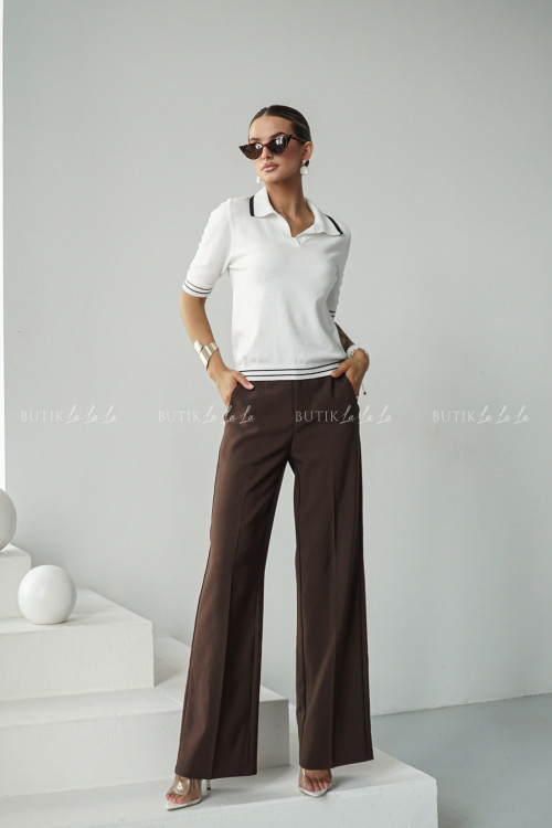 Bluzka dzianinowa typu polo biała Dinom 8