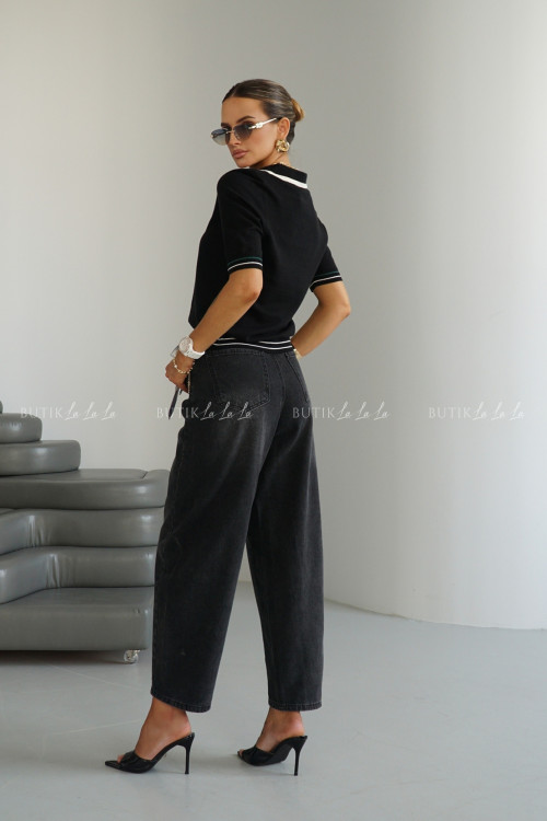 Spodnie jeansowe typu balloon grafitowe Avrill 6