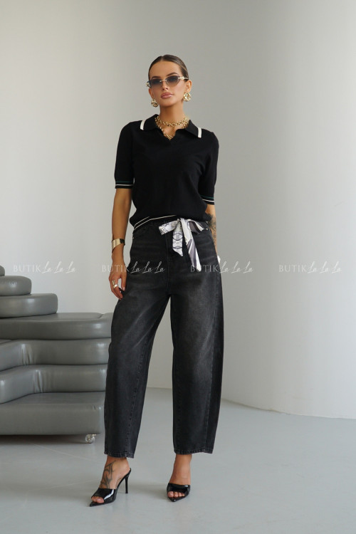 Spodnie jeansowe typu balloon grafitowe Avrill 7