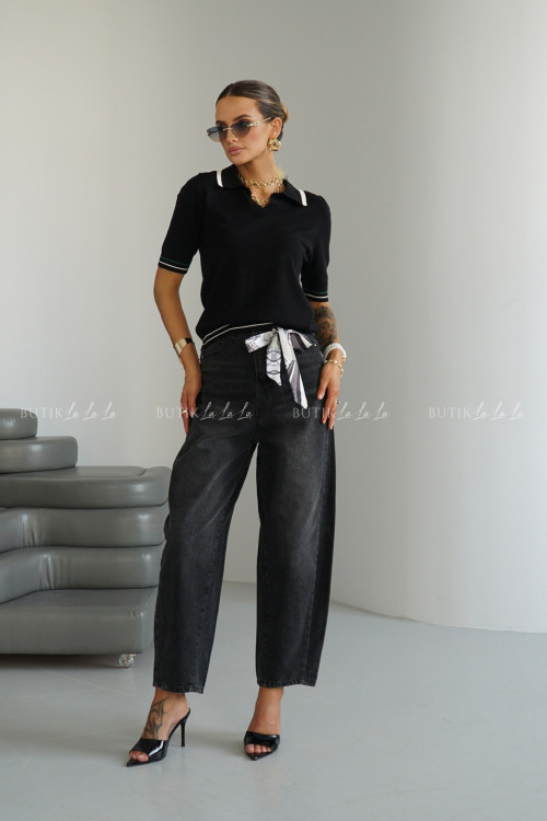 Spodnie jeansowe typu balloon grafitowe Avrill 8