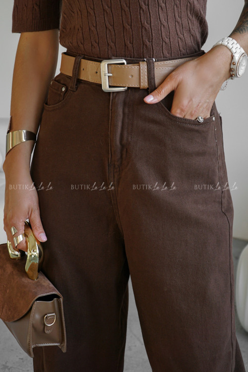Spodnie jeansowe typu balloon brązowe Livijo 4