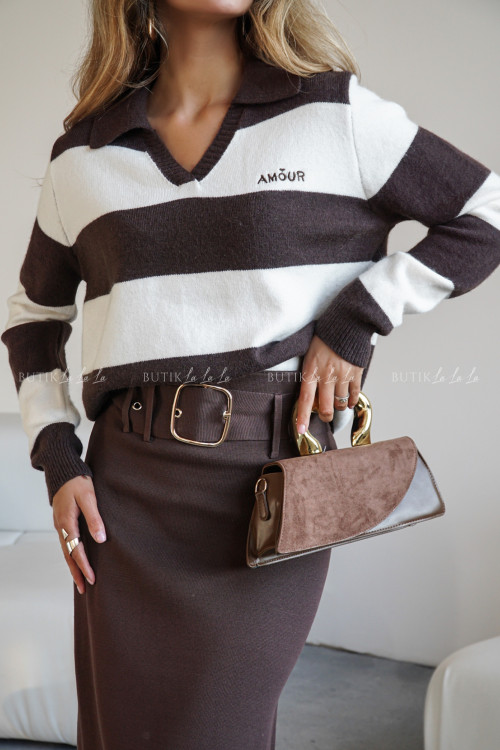 Sweter z kołnierzykiem w paski Amour 2