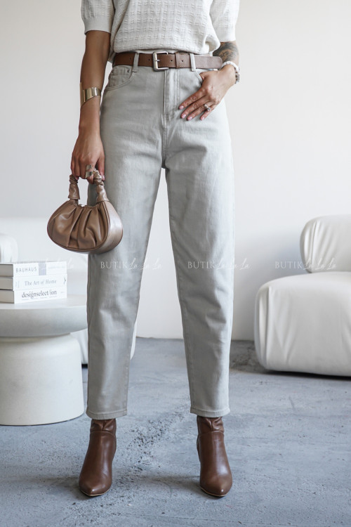 Spodnie jeansowe typu balloon beżowe Gorley