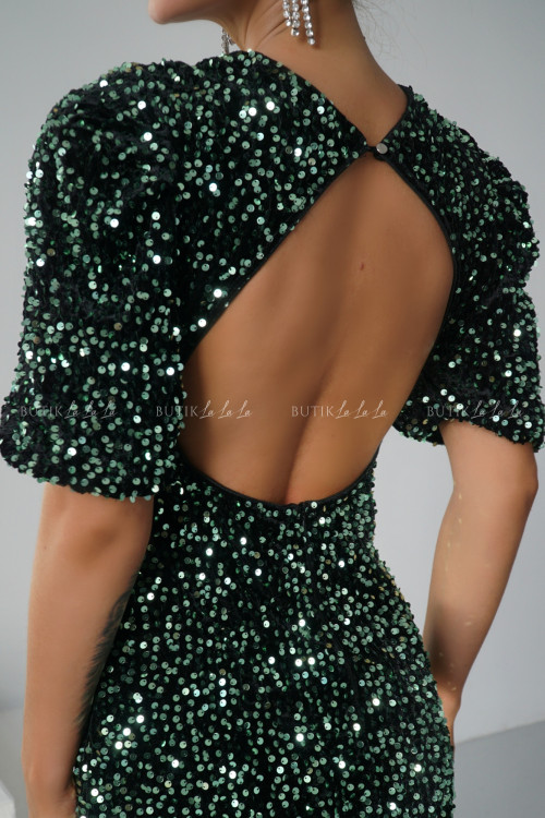 Sukienka cekinowa czarno pistacjowa Brenda 1