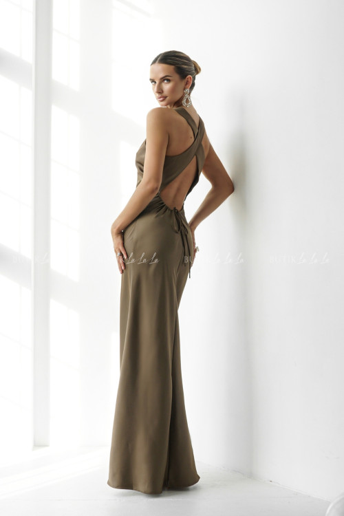 Sukienka satynowa kawowa Gusy 6