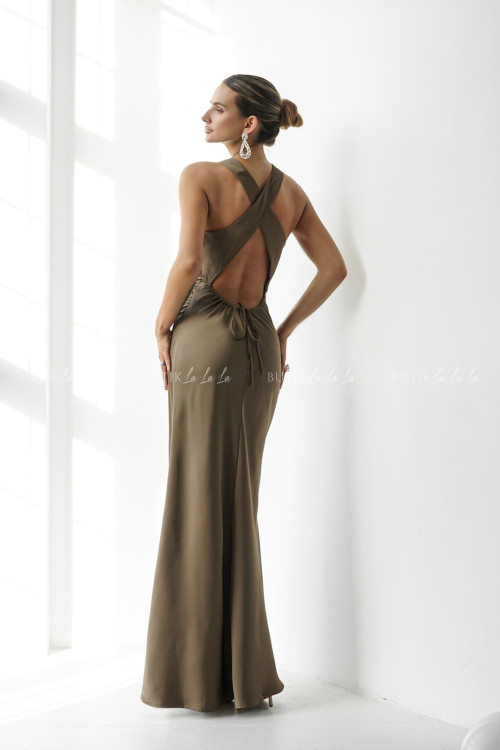 Sukienka satynowa kawowa Gusy 9