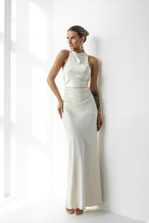 Sukienka satynowa kremowa Gusy 2