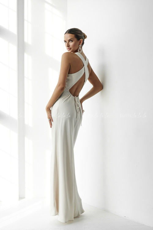 Sukienka satynowa kremowa Gusy