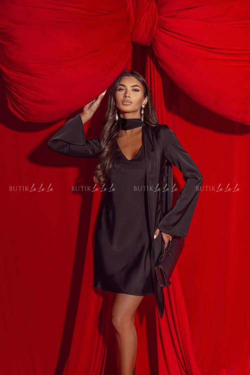 Sukienka satynowa czarna Lukrecja