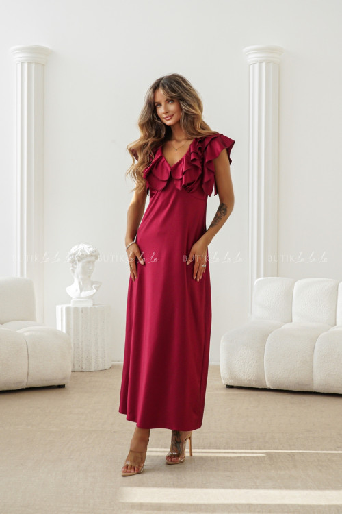 Sukienka Maxi satynowa bordowa Esme 2