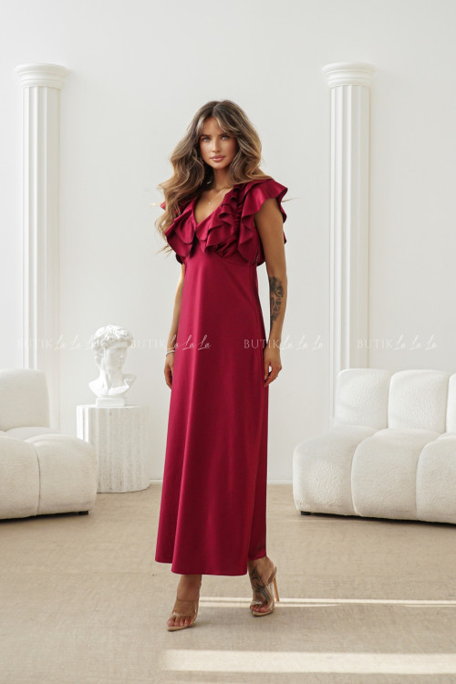 Sukienka Maxi satynowa bordowa Esme 1