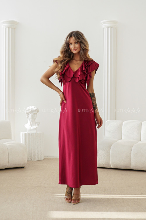 Sukienka Maxi satynowa bordowa Esme 4