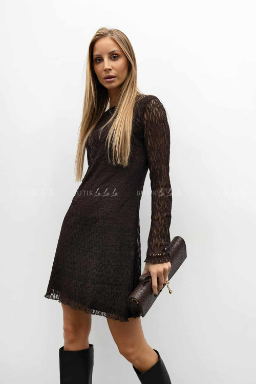 Sukienka koronkowa brązowa Billie 2