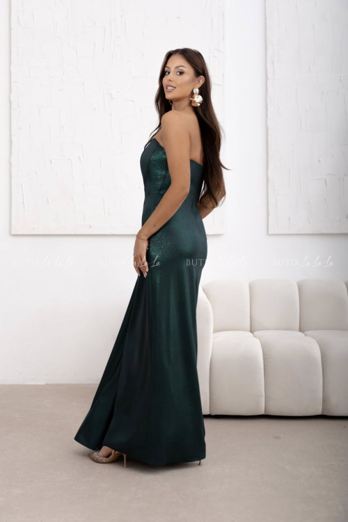 Sukienka maxi połsykująca butelkowa zieleń Madia 1