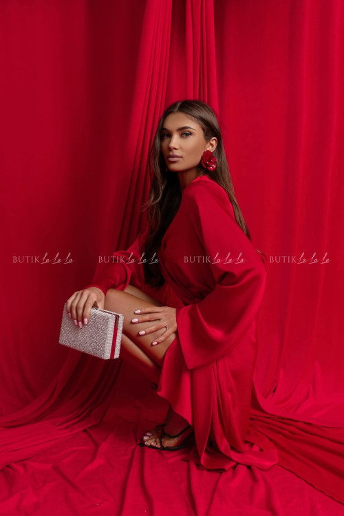 Sukienka satynowa czerwona Selena