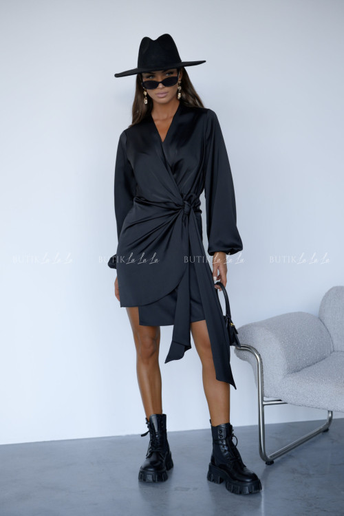 Sukienka satynowa czarna Selena 2