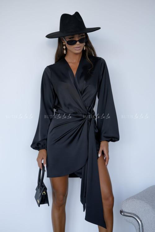 Sukienka satynowa czarna Selena