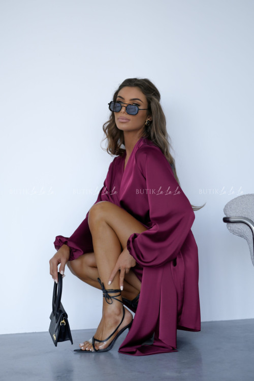 Sukienka satynowa bordowa Selena 1