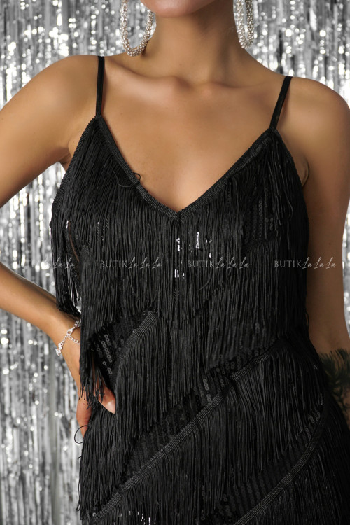 Sukienka cekinowa czarna Pierro 4